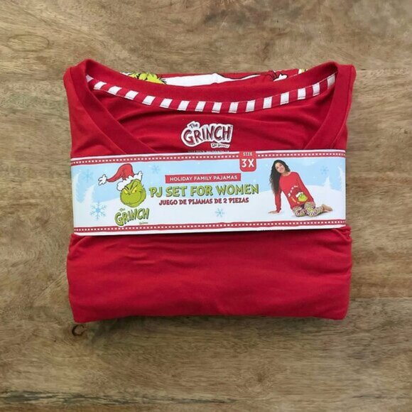 NEW 2Pc 3X 22W-24W Women's The Grinch Christmas Pajamas - Picture 2 of 3